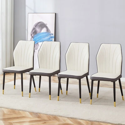 4X Modern Dining Chairs Office Chairs Color Mixing PU Upholstered w-Metal Legs - Image 1 of 4