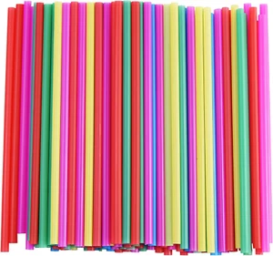 ALINK 8Mm Wide Assorted Bright Colors Smoothie Straws, Fat Plastic Disposable Dr - Picture 1 of 12