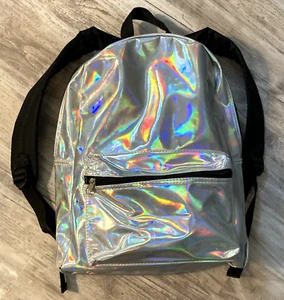 Mochila ajustable Metropack 14"x16" plateada holográfica de dos bolsillos - Imagen 1 de 6