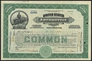U.S.A: United States Automotive Corporation, meno di 100 azioni, sto... - Foto 1 di 1