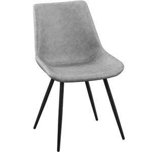 2PCS Faux Leather Dining Chairs Urban Style Accent Chairs with Metal Legs - Picture 1 of 15