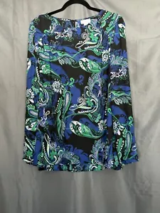 Liz Claiborne Viking Blue Paisley Bluse Damen Gr. XLT Floral Neu - Bild 1 von 8