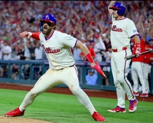 8x10 Photo BRYCE HARPER & JT REALMUTO Philadelphia Phillies MVP All Star - Picture 1 of 1