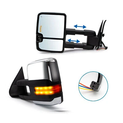 Espejos retrovisores de remolque para Chevy Silverado 1500 2000 2001 2002 eléctricos cromados térmicos diestros Foto 1 de 4