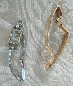 (2) VINTAGE LADIES WATCHES - KRAMER 17 JEWELS & CLINTON 17 (GOLD) - Picture 1 of 2