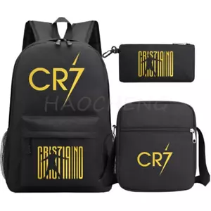 3Pcs Sets Teen Boys Football CR7 School Backpack School Bags Travel Bags Laptop - Picture 1 of 20