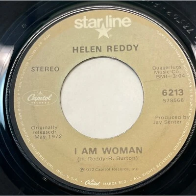 Helen Reddy I Am Woman /Don't Know How to Love Him 45 Soft Rock Capitol Starline - Image 1 of 4