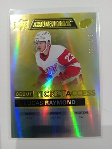 21-22 Credentials Debut Ticket Access YELLOW #150 Lucas Raymond /249 RED WINGS