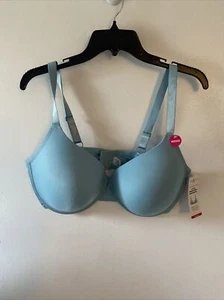 New Ashley Stewart T-Shirt Underwire Bra Logo 40DDD New With Tags Teal Blue - Picture 1 of 7