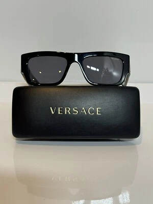 NIB Versace 4416U GB1/87 Black Chunky Square Polarized Sunglasses 53mm Foto 1 de 4