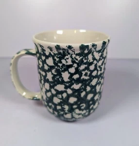 Folk Craft Tienshan Elch Land Kaffeebecher Tasse grün Schwammmuster Vintage - Bild 1 von 6