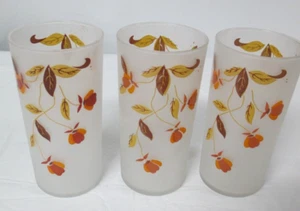 Libbey Jewel Tea Autumn Leaf Frosted Glasses Set of 3 - Picture 1 of 3