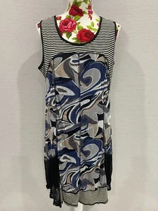 LILIA MULTICOLOURED SLEEVELESS ROUND NECK SHIFT DRESS SIZE L - Picture 1 of 8