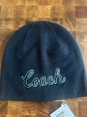 Gorro tejido Coach estampado de guiones azul marino Foto 1 de 4