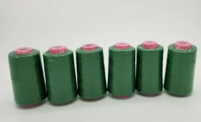 Lot of 6 Big Spools Kelly Green Serger Sewing Thread 6000 YARDS Per Cone T27 S/2 - Image 1 of 4