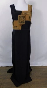 Vtg Nina Piccalino Black & Camel Patchwork Maxi Dress Sz M Leaf Print - Picture 1 of 11