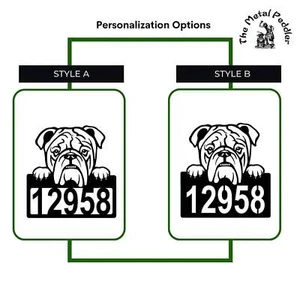 English Bulldog Address Sign - Detailed Dog Design with Custom House Numbers - M - Picture 1 of 8