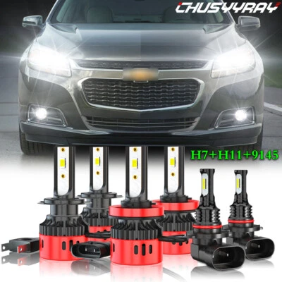 For Malibu 2013-2015 LED Headlights Hi/Lo Beam + Fog Light Bulbs Kit 6000K - Image 1 of 4