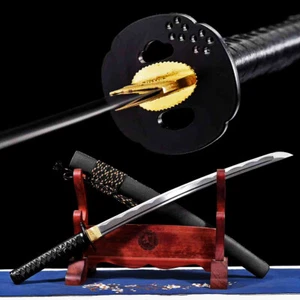 Handmade Full Tang Japanese Sword Sharp Samurai Wakizashi Carbon Steel Bo-hi - Picture 1 of 11