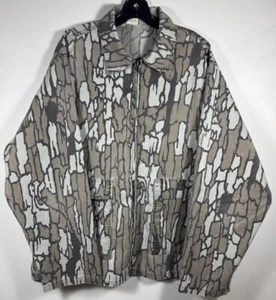 VTG L 80s Distressed Trebark Camo Streetwear Jacket Hunting Shirt Gray USA Made - Picture 1 of 21