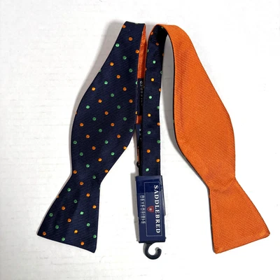 Pajarita de seda reversible Saddlebred puntos multicolores corbata ajustable nueva con etiquetas Foto 1 de 4