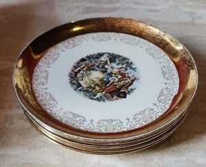CREST-O-GOLD GARANTIE 22K RUNDE SPEISETELLER MARTHA & GEORGE WASHINGTON ~ SET - Bild 1 von 5