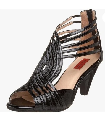 *Tacones negros Anthropologie MIZ MOOZ talla 7,5 EE. UU. Waverly charol con tiras Foto 1 de 4