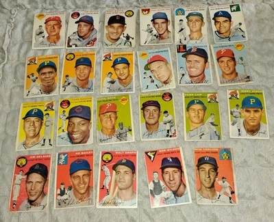 Lote de tarjetas de béisbol 1954 Topps - 23 tarjetas diferentes Jim Hegan Walt Dropo baja calidad Foto 1 de 4