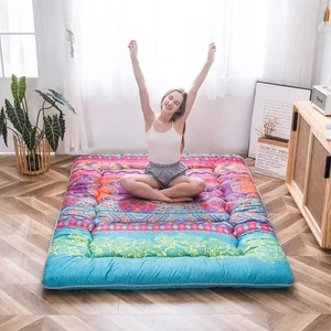 Bohemian Futon Floor Mattress Boho Floral Style Japanese Tatami Mat Foldable ... - Picture 1 of 8