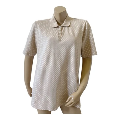 Camisa Polo BLANCA STAG Mujer Talla XXL (20) Manga Corta Blanco Tostado Lunares Foto 1 de 4