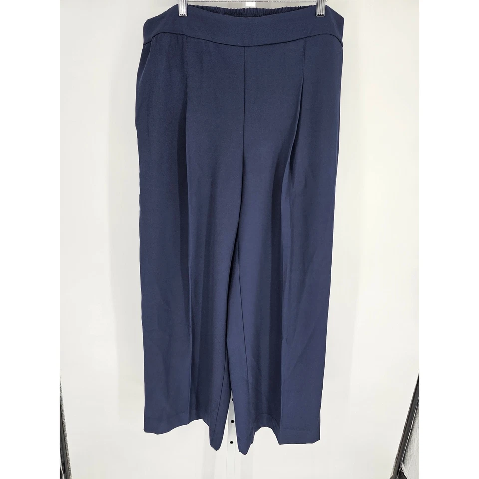 Pantalones de vestir Isaac Mizrahi Live para mujer talla 1X pierna ancha azul oscuro Foto 1 de 4