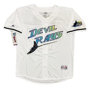 Wade Boggs 1999 Tampa Bay Devil Rays Home maglia bianca retro uomo grande - Foto 1 di 5