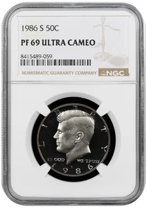 1986 S PP Kennedy half graded by NGC PF 69 ULTRA CAMEO - Bild 1 von 2