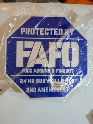 Nuevo letrero de metal con soporte y herrajes de montaje FAFO Foto 1 de 4