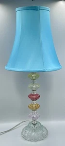 Bohemian Accent Table Lamp 21" High Multi Colored Glass Teal Shade for Bedroom - Picture 1 of 6
