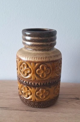 Scheurich  Vase 289-18, beige-braun mit dekorativem Reliefmuster, 1960 er  WGP - Bild 1 von 4