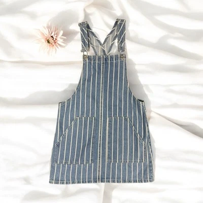 Джинсовый полосатый комбинезон общее платье коттеджкор ковбой пляж Summer размер S - Изображение 1 из 4