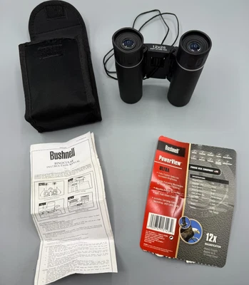 Bushnell Power View Binoculars 12x25 Model 13-1225 w/ Soft Case - Image 1 of 4