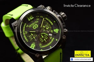 Invicta CORDUBA Mens 50mm Chronograph Green Tone Leather SS Watch (PRE-OWNED) - Picture 1 of 8