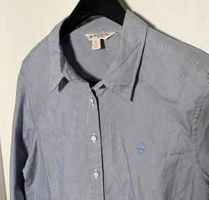 NWT Brooks Brothers Red Fleece Blue Striped Cotton Button Front Shirt Womens 14 - Picture 1 of 9