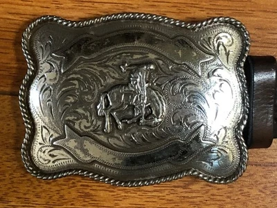 Ralph Lauren Western Cinturón Cuero Marrón RODEO Vaquero Vintage Caballo Grande 43" Foto 1 de 4