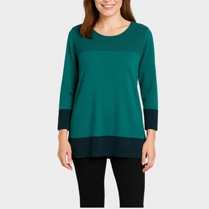 Alfani Damen großer Long Pullover Rundhals grün schwarz - Bild 1 von 9