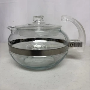 VINTAGE MCM PYREX FLAME WARE GLASS TEAPOT MODEL #8126B WITH RARE HANDLE 6 CUPS - Bild 1 von 6
