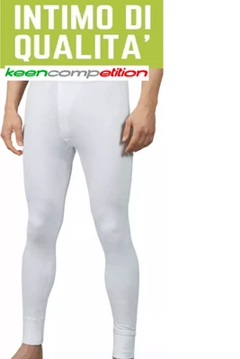 MUTANDA UOMO GAMBA LUNGA CALDO 100% COTONE GAMBA LUNGA MADE IN ITALY BIANCO NERO - Immagine 1 di 3