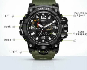  Militäruhr Herren 50m Wasserdicht LED Armband Quarz Uhr Sport Wasserdicht - Bild 1 von 24