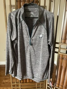 NWT MAJESTIC NFL PHILADELPHIA EAGLES GRAY 1/2 ZIP Pullover WOMENS 1xL - Picture 1 of 12