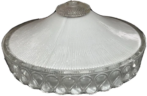 Vintage *ART DECO* 11" CLEAR & FROSTED WHITE RUFFLED CEILING FIXTURE GLOBE WOW! Cover