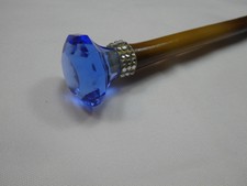 62cm Blue Crystal Topper Bamboo Hacking Cane/Riding Crop