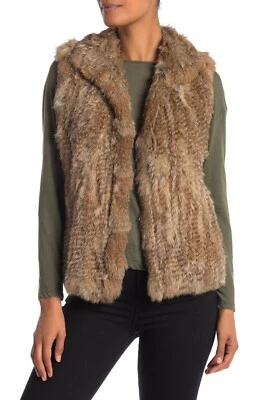 NEW Bagatelle Genuine Rabbit Fur Spread Collar Vest in Natural - Size S #SJ015 - Image 1 of 4