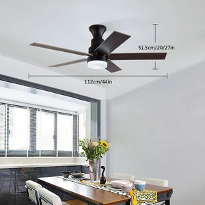 44 Inch Ceiling Fan Lamp Retractable Fanlight LED Chandelier w/ Remote Control - Picture 1 of 11